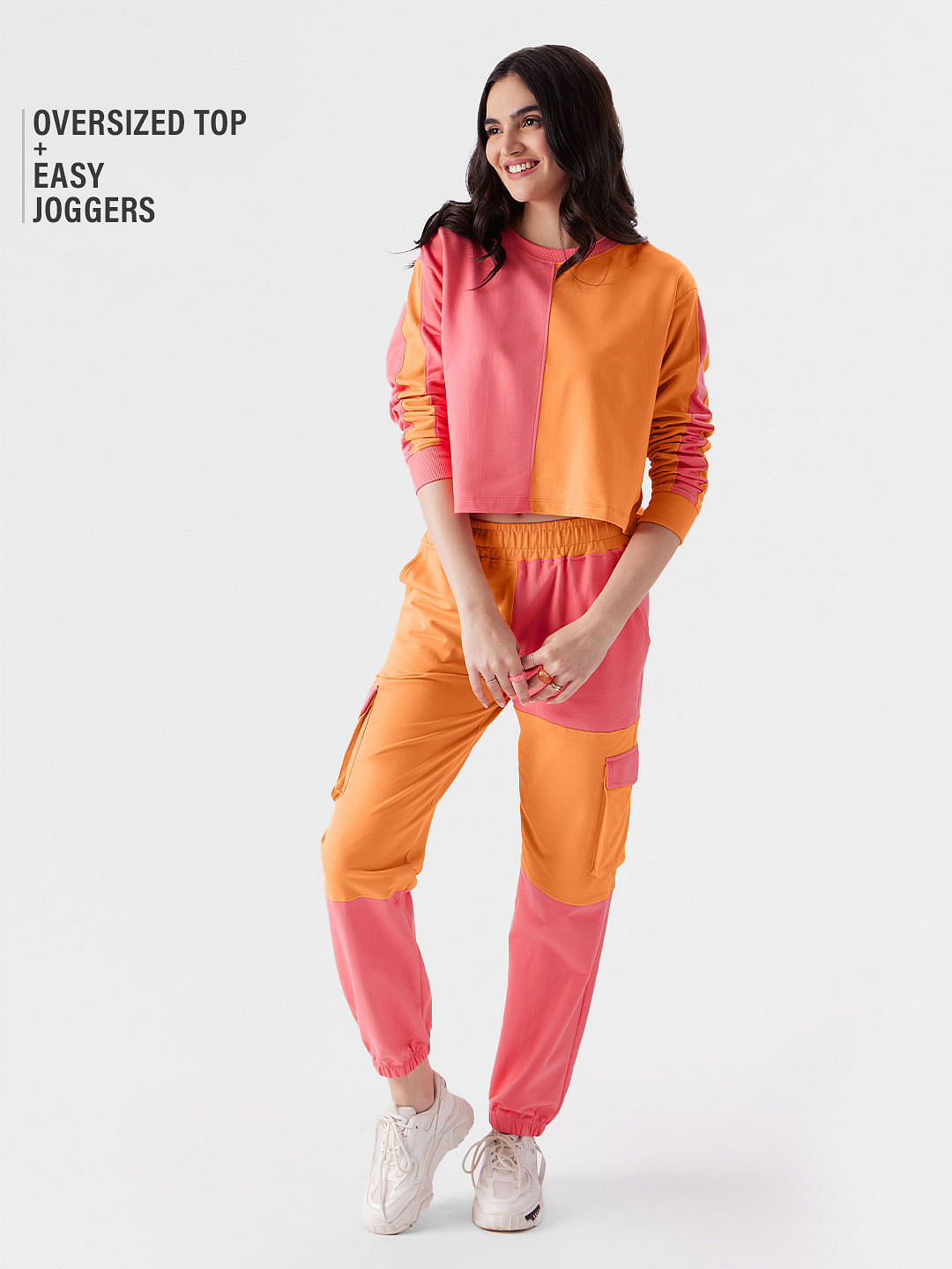 Buy Solids Orange Pink Colourblock Set Online 3717